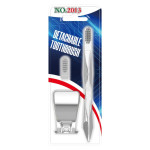 Toothbrush with additional brush head and holder, soft, Silver